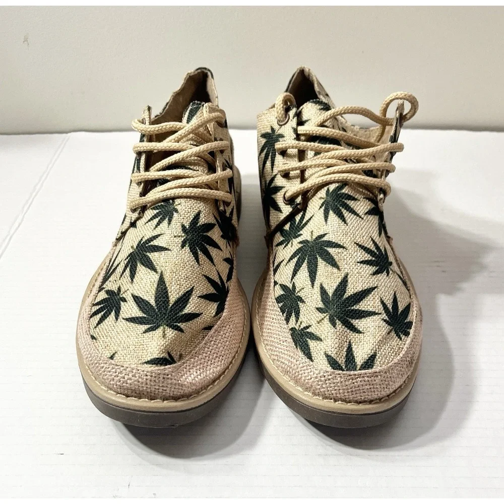NWOB Weed Lace‎ Up Dress Shoes Men's 11.5 Jute Green Handmade 420 Vacation Humor